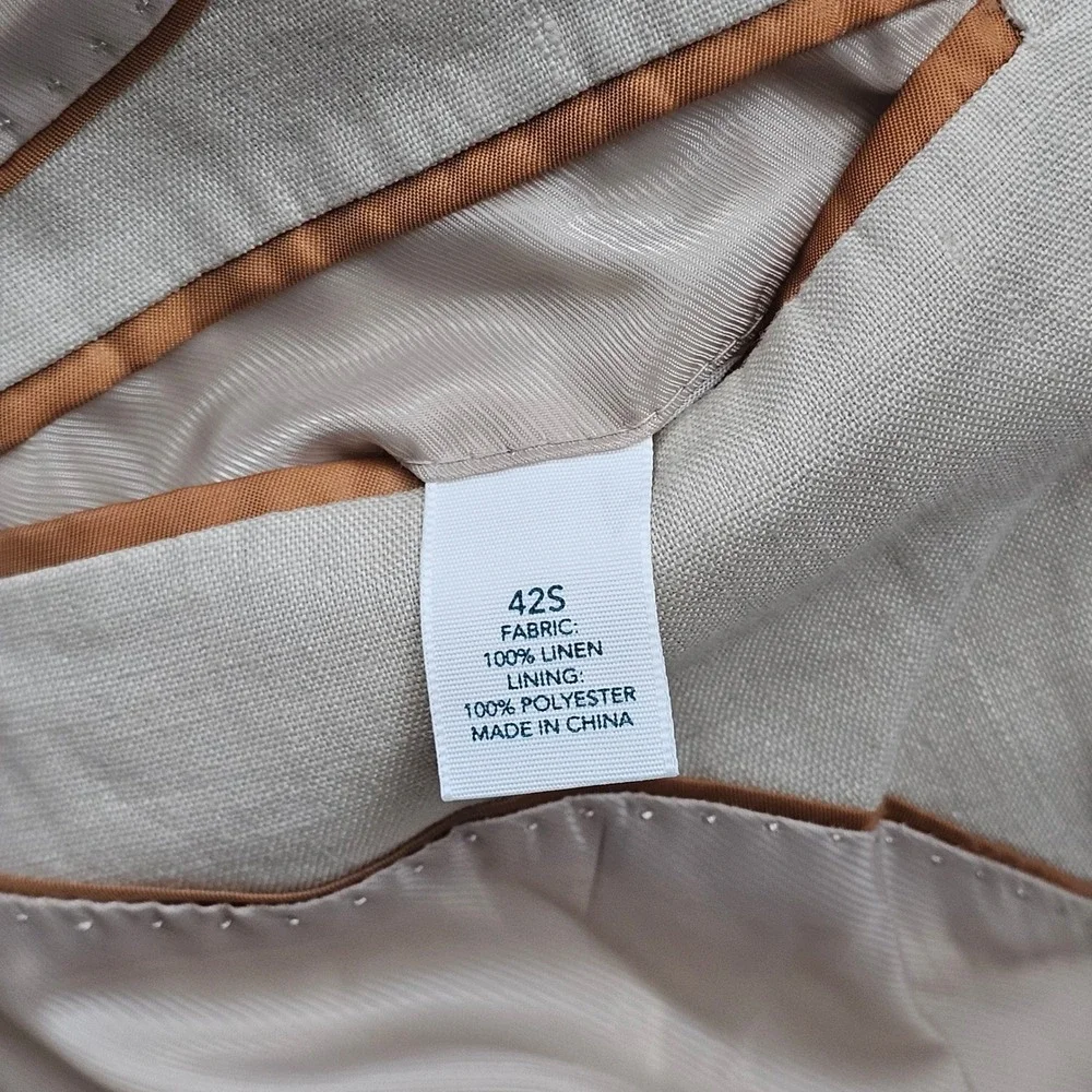 Saddlebred Blazer Mens 42S Beige Linen Two Button Coastal Old Money Preppy